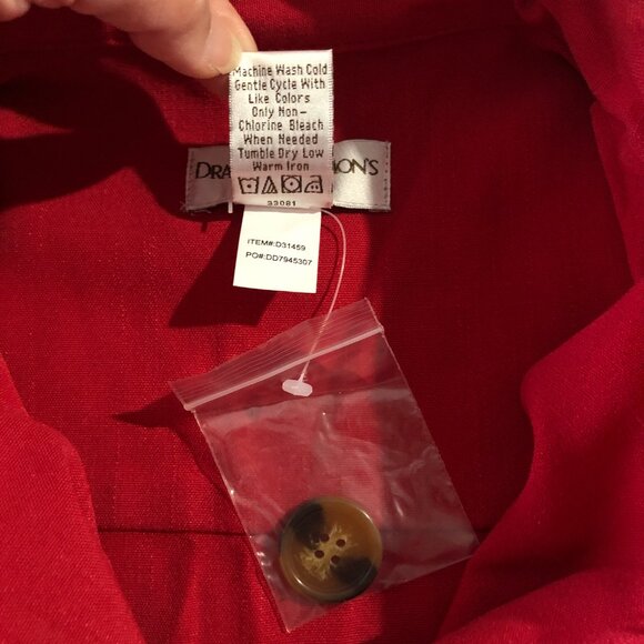 NWOT Draper's & Damon's Womens Size PL Red Button Down Blazer Jacket - Picture 6 of 8